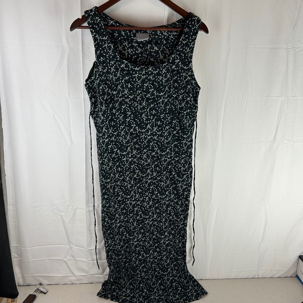 Rabbit Rabbit Floral Maxi Dress Black Green White‎ Floral Size 12 Cottagecore